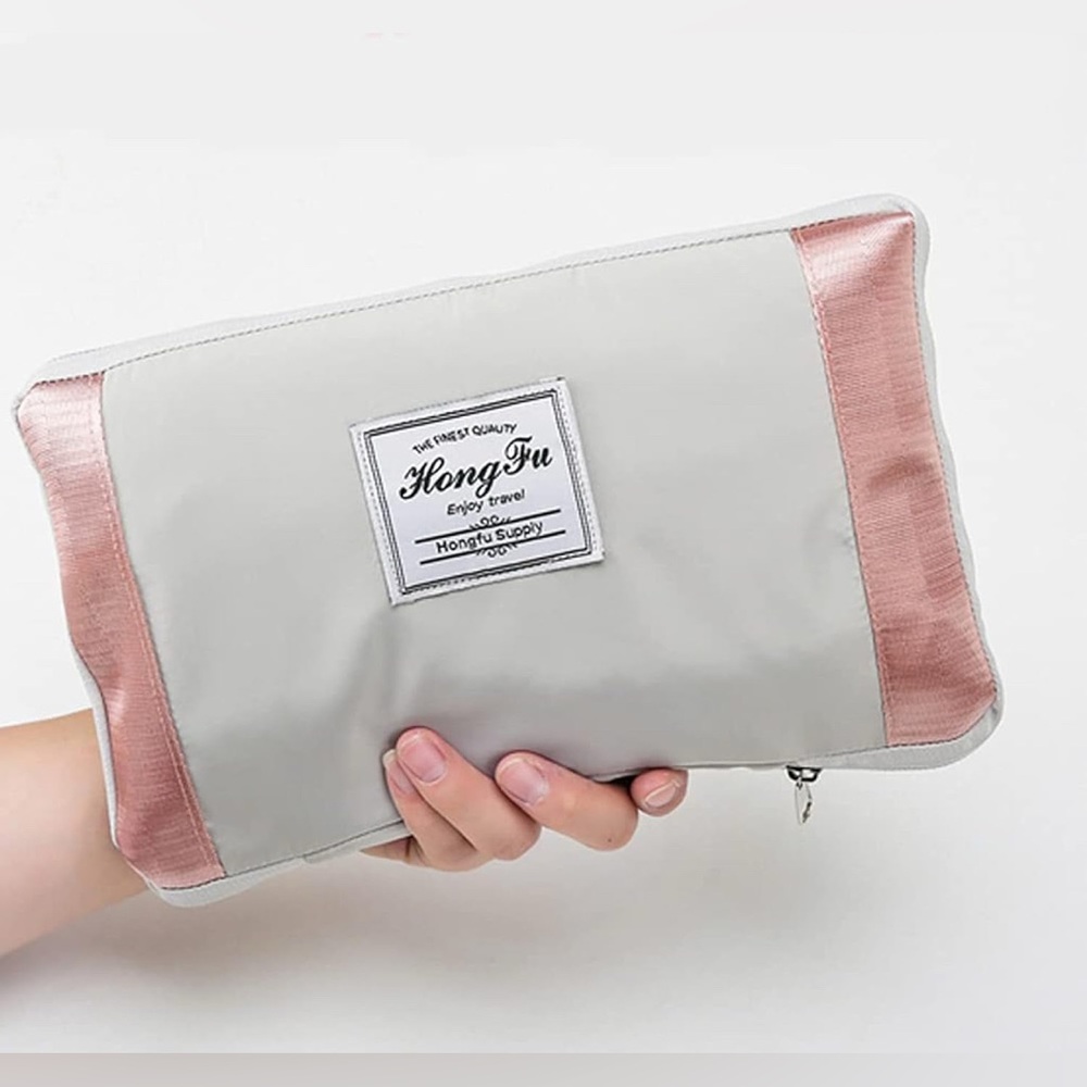 Hong Fu Packable Duffle in Gray and Pink
